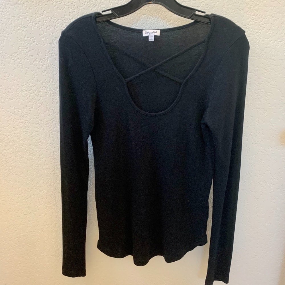 Splendid Cross Front Long Sleeve Top Size Small